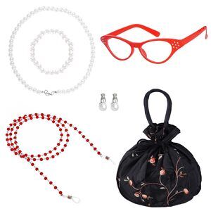 3664 6pcs Old Lady Costume Accessory Set Eyeglasses Glasses